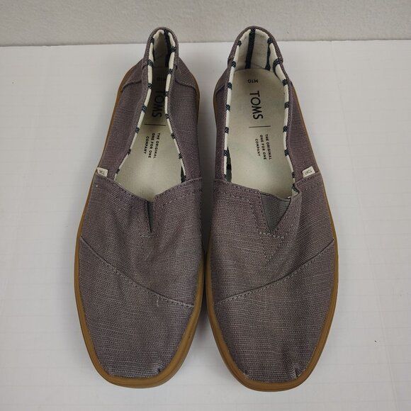 TOMS Classic Alpargata Slip-On Shoes Mens 10 Ash Gray Classic Canvas Boat Shoe - Picture 2 of 9